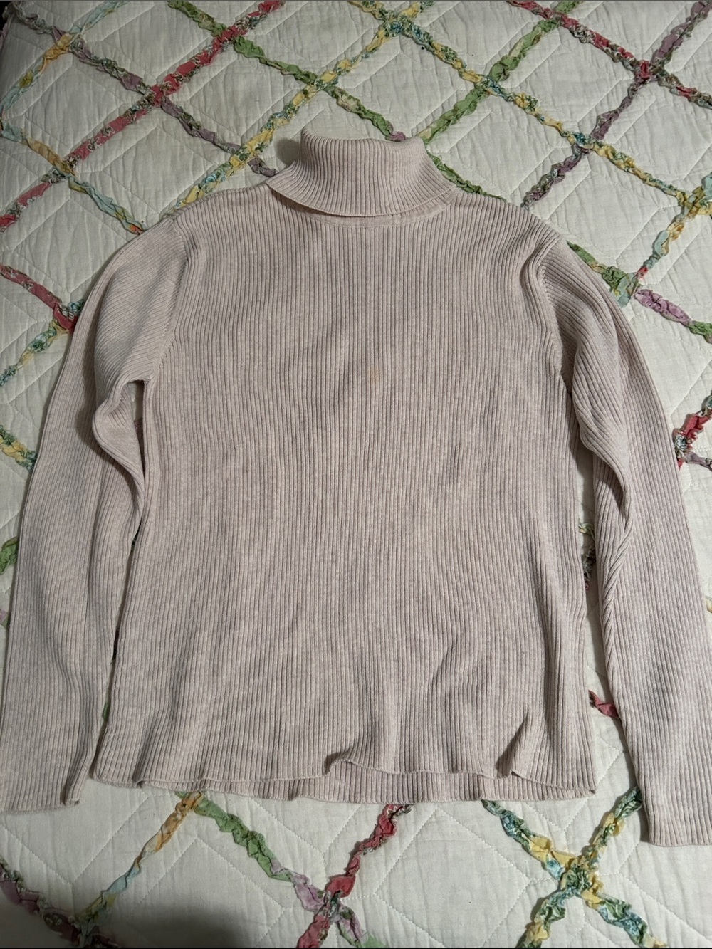 Talbots Cream Ribbed Turtleneck Sweater